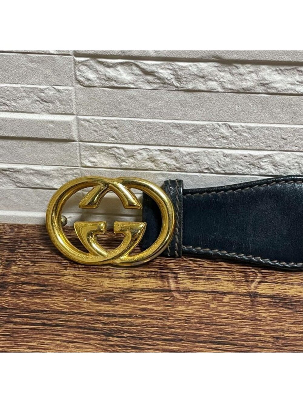 Gucci Sherry GG Gold Buckle Belt Leather Canvas - Picture 6 of 10